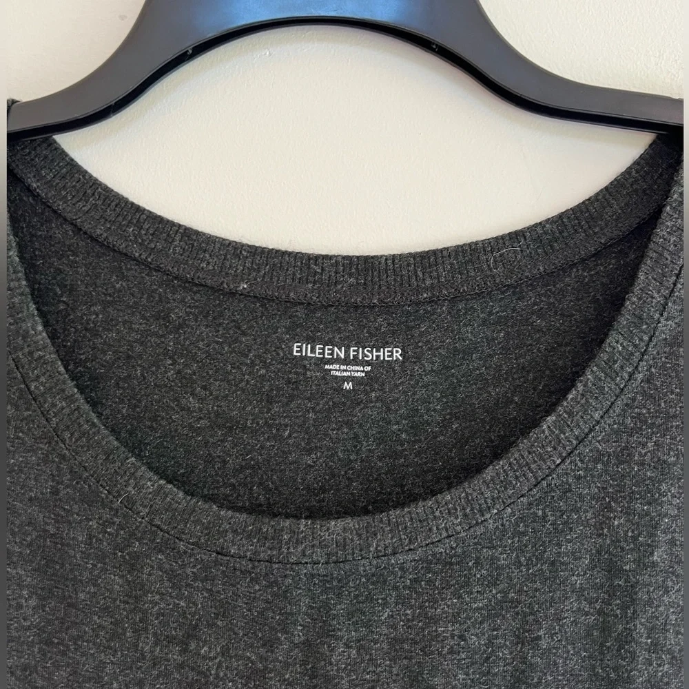 Eileen Fisher Lightweight Viscose Jersey Knit Jewel Neck Tank, Dark Grey, M - Picture 5 of 7